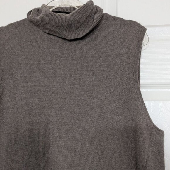 Charter Club 100% Cashmere Turtleneck Womens Size Large Brown Sleeveless Sweater - Picture 2 of 9